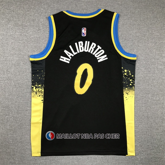 Maillot Enfant Indiana Pacers Tyrese Haliburton NO 0 2023-24 Ville Noir